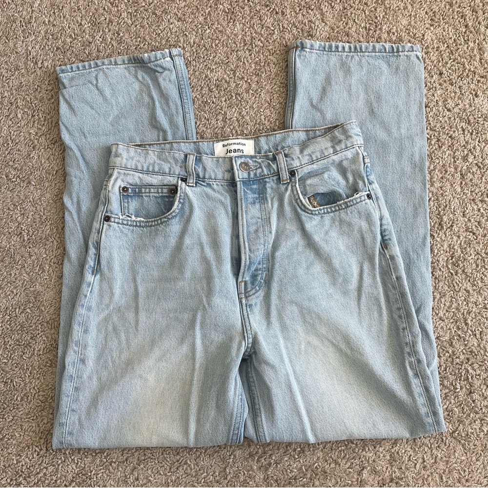 Reformation Cynthia High Rise Straight Tahoe Denim Jeans